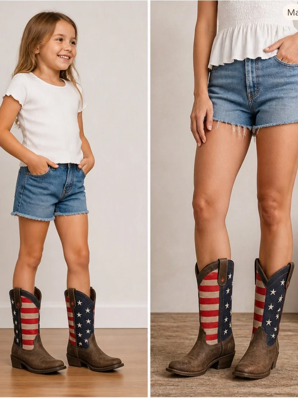 Roper Patriotic Cowboy Boots Kids 3 (Fits Women’s 5) – USA Flag Western Boots